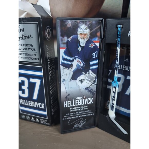 2021 Connor Hellebuyck TIM HORTONS LIMITED EDITION Collectible Stick & Locker - Picture 4 of 10